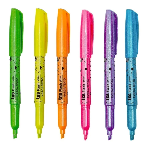 Marca Texto Flash c/Glitter Tris Neon Unidade