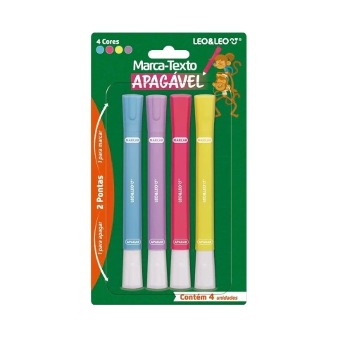 Marca Texto Apagável c/ 4und LEO&LEO