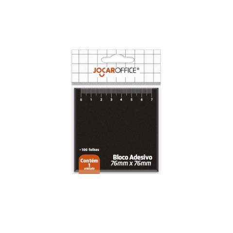 Bloco Adesivo Preto Régua 76mm x 76mm c/ 100folhas JOCAR OFFICE