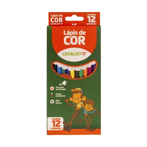 Caixa Lápis de Cor Sextavado com 12 cores LEO&LEO