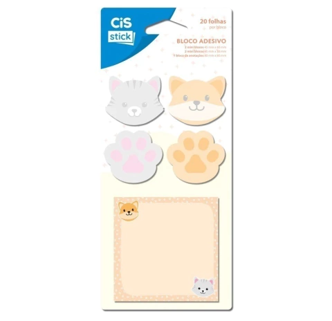 Bloco Adesivo Cis Stick Pets c/ 05 modelos c/ 20fls CIS