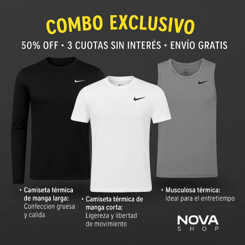 PACK DE TRES REMERAS (TERMICA, BASICA, MUSCULOSA) + 50% OFF - comprar online