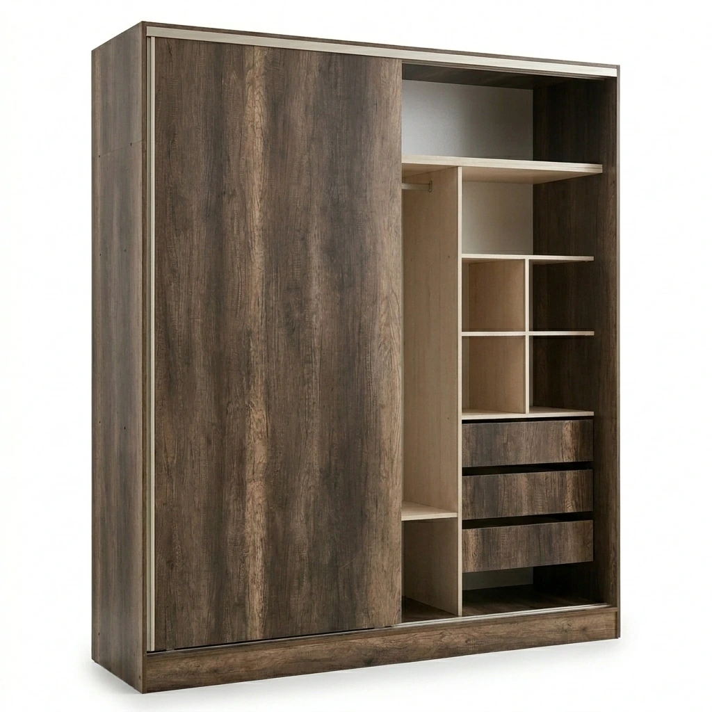 Placard en terminación madera con su distribución interior a la vista
