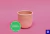 Taza de gres de 200ml, sin asa, en tono rosa, ideal para té o café con leche.