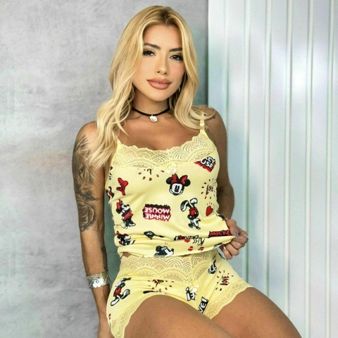 Baby Doll Trio Lia Estampado - Mickey Amarelo