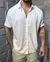 Camisa mg curta viscolinho c/ elastano - off white