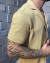 Camisa mg curta texture gola cubana-BEGE - comprar online