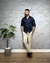 Camisa Tricoline algodão com elastano - azul marinho - Milano Moda Masculina