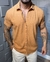 Camisa mg curta viscolinho c/ elastano - Amêndoa