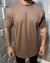 Camiseta Oversized Suedine Gola Média Marrom