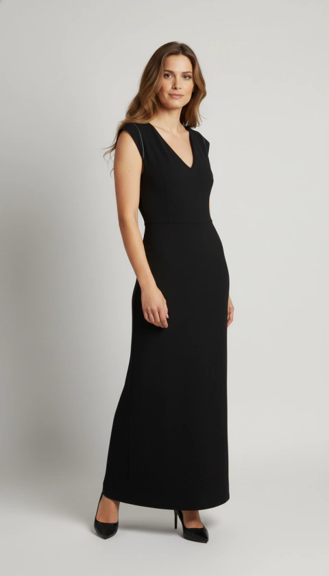 VESTIDO TRASNOCHE MODAL ESCOTE V LARGO