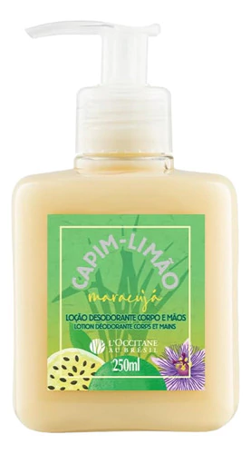 Loção para Corpo e Mãos L'Occitane au Brésil Capim-Limão e Maracujá 250 ml