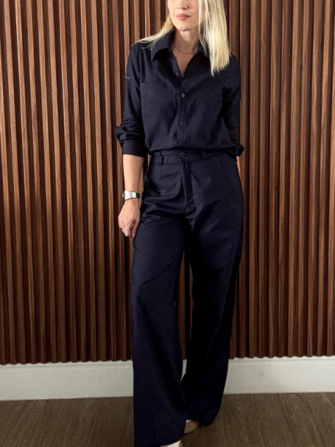Conjunto Camisa e Calça Pantalona 100% Algodão Antonela