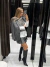 Imagem do Conjunto Outfit Blazer e Saia Cinza Listrado Britany