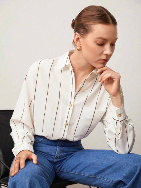 Camisa Feminina de Alfaiataria com Listras Olivia - comprar online