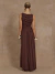 Vestido Longo Detalhe Frisado Marrom Café - loja online