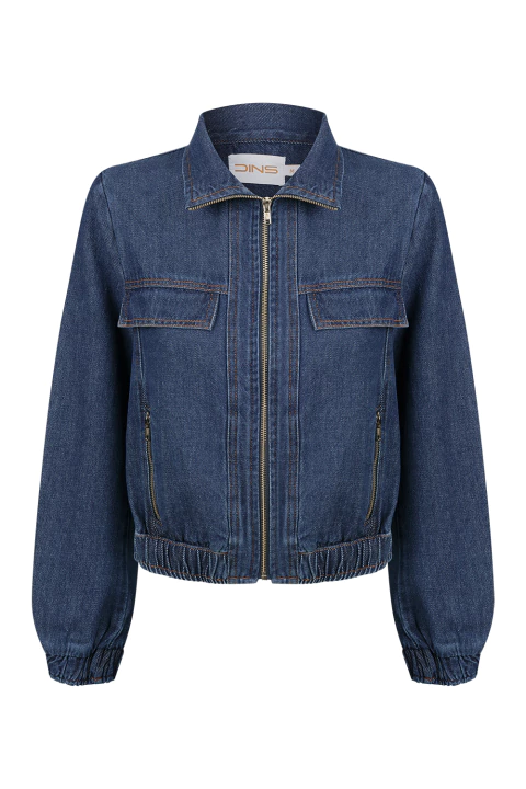 Jaqueta bomber jeans com bolso - comprar online