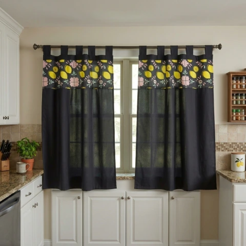 CORTINA DE COCINA TROPICAL CON FALDON