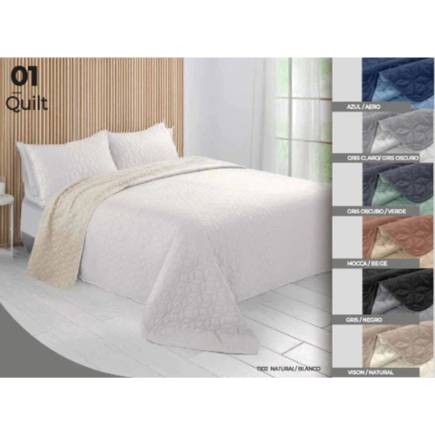 COLCHA QUILT KAVANAGH BICOLOR TWIN C/ FUNDA - comprar online