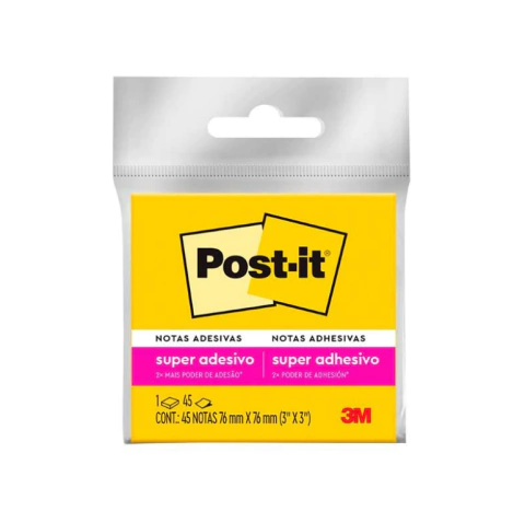 Recado Post-It Super Adesivo 76 mm x 76 mm 45 fls. Amarelo Neon - 3M