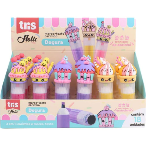 Caneta Marca Texto Tris Doçura com Carimbo 3 cores - Summit - comprar online