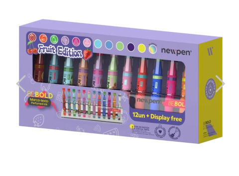 Kit Caneta Marca Texto Bebold Fruits 12 Cores com Display - Newpen - comprar online