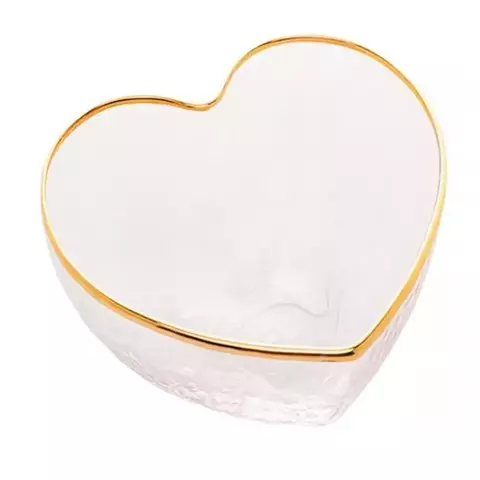 BOWL DE VIDRO COM BORDA DOURADA HEART 15CM - WOLFF - comprar online