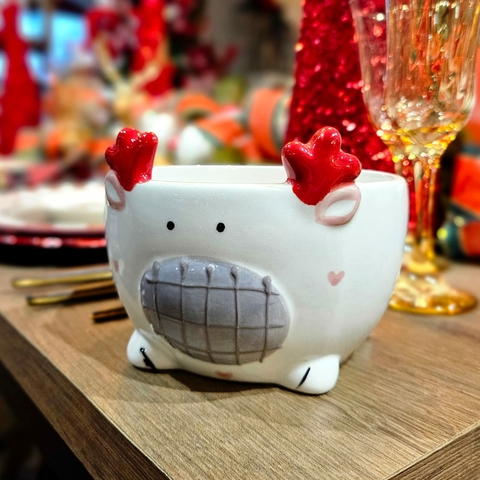 NATAL BOWL EM CERAMICA RENA NARIZ 13CM