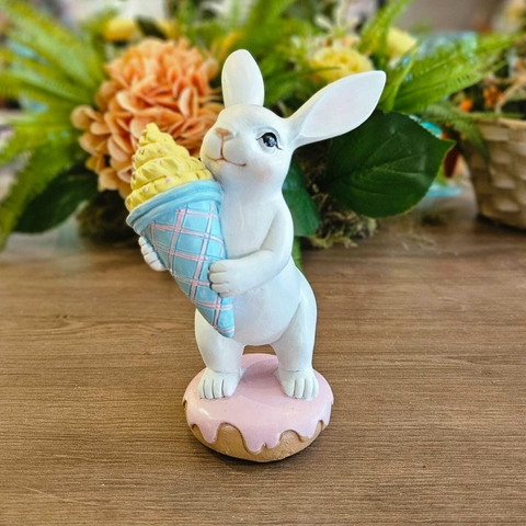 COELHO DE PÁSCOA EM RESINA SORVETE/CUPCAKE/DONUTS 17CM - comprar online