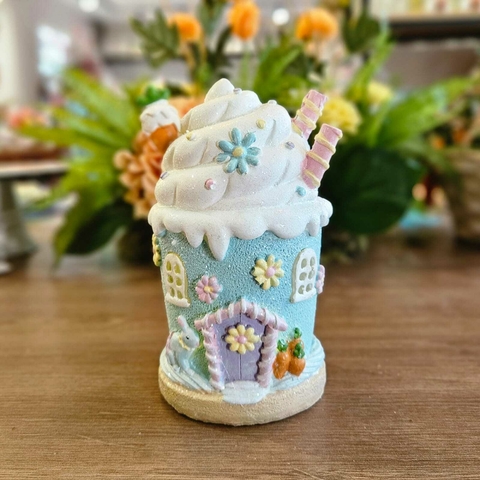 CASINHA DE PÁSCOA DECORATIVA AZUL E ROSA DOCES 15CM - comprar online