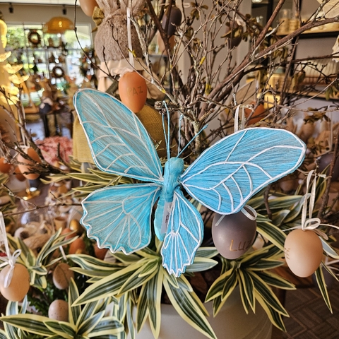 BORBOLETA PÁSCOA DECORATIVA DE PENDURAR AZUL 20CM - comprar online