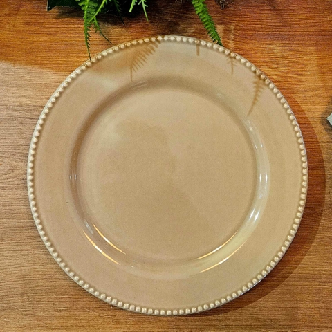 PRATO EM CERAMICA PARA SERVIR CINZA CORONA 27CM - comprar online