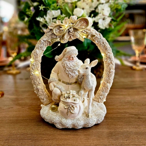 NATAL GUIRLANDA NOEL BEGE/DOURADO C/ LED EM RESINA 22CM - comprar online