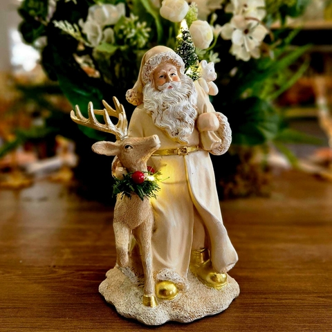 NATAL NOEL C/RENA BEGE EM RESINA 22 CM - comprar online