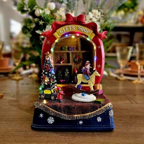 NATAL CENARIO LOJA NATALINA VITRINE C/ LED E SOM 30CM - comprar online