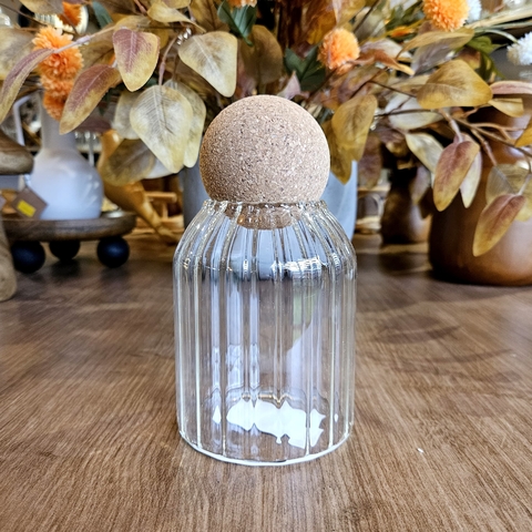 POTE DE VIDRO COM TAMPA ESFERA DE ROLHA 550ML - LYOR - comprar online