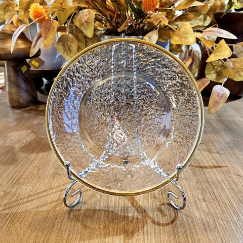 PRATO DE CRISTAL PARA SOBREMESA FIO DE OURO 20CM - LYOR - comprar online