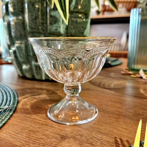 TAÇA PARA SOBREMESA BELLE EPOQUE COM FIO DE OURO 180ML VIDRO - LYOR - comprar online