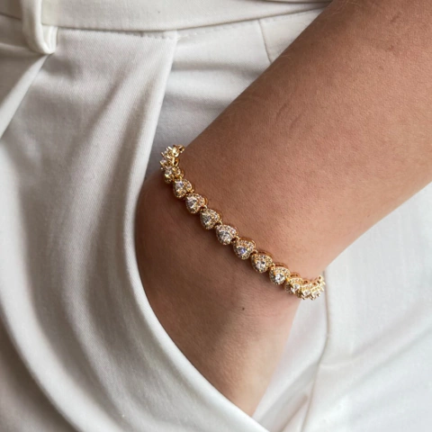 Pusleira Riviera Heart Dourada - comprar online