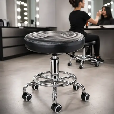 Banqueta Giratoria con Ruedas, Altura Regulable y Apoyapies (S) - comprar online