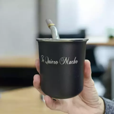 Mate de Acero Grabado - TE QUIERO MUCHO - comprar online