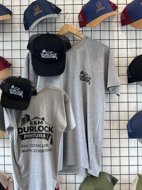 PROMO 5 GORRAS + 5 REMERAS CON TU LOGO GRANDE Y PEQUEÑO