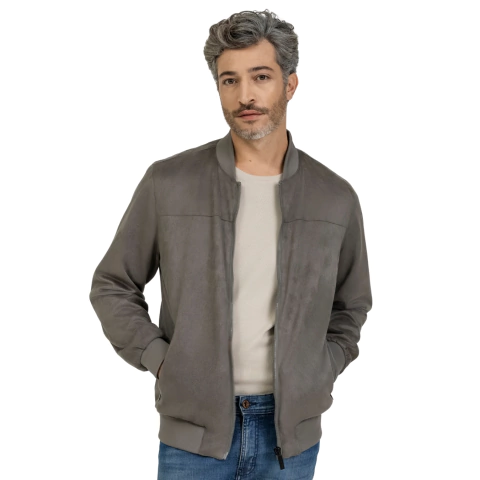 Jaqueta Suede King&Joe Bomber Chumbo - comprar online