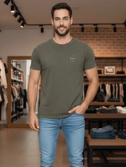 Camiseta King&Joe Estonada Verde Militar