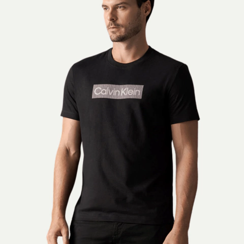 Camiseta Calvin Klein Box Striped Preto - comprar online