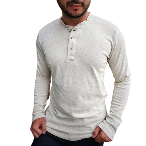 Camiseta Linho King&Joe Henley M/L Natural