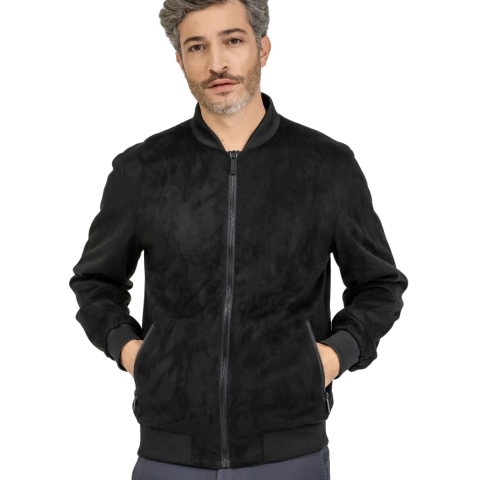 Jaqueta Suede King&Joe Bomber Preto