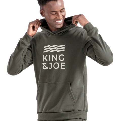 Blusa Moletom King&Joe Assinatura Bandeira Capuz Verde Militar