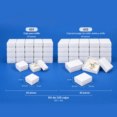 Kit de 120 Cajas Anillo y Juego Collar | Personalizables