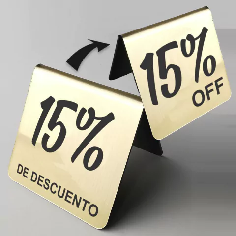 Letrero de acrílico metálico para 15% de descuento - comprar en línea